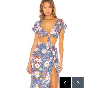 2 piece Tularosa Cascade Bayshore Crop top Maxi Skirt Spring Field Floral XXS